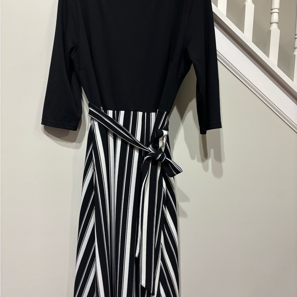 Elegant Black and White Striped Dress